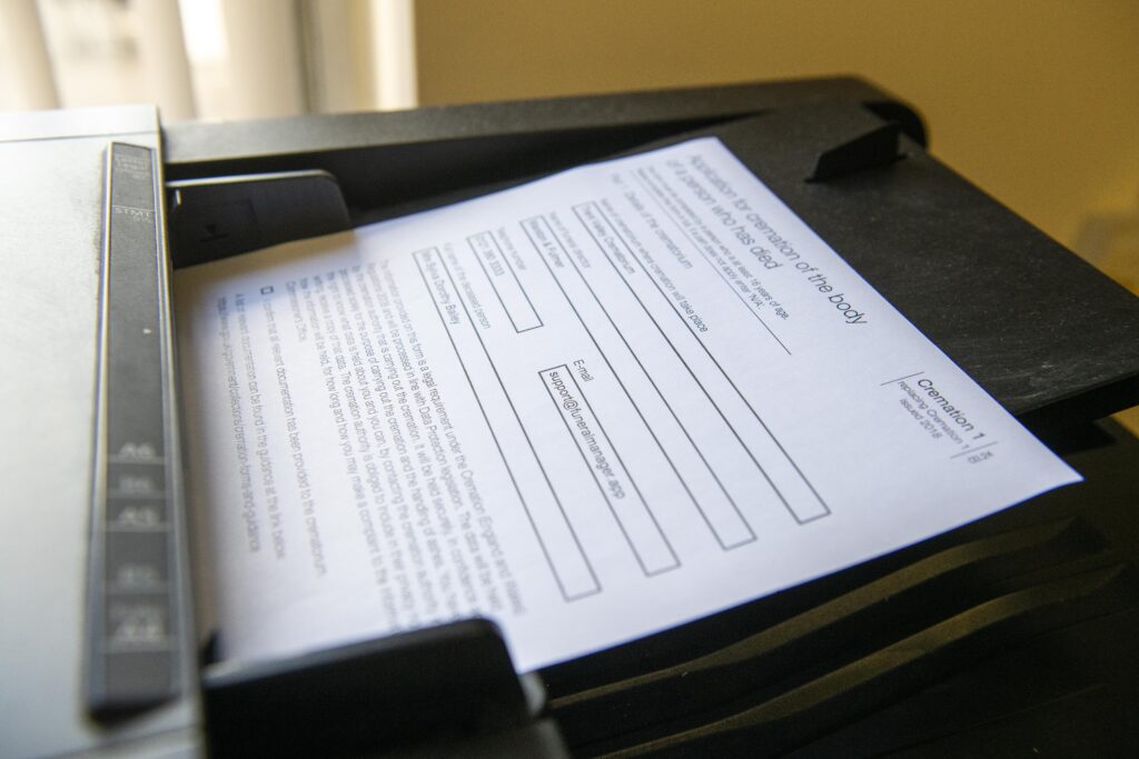 Crem 1 form on a printer